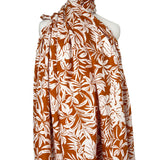 Orange Floral Print Cotton Voile Dress Fabric Island Breeze - Papaya Mannequin