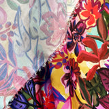 Colourful Floral Print Viscose Dress Fabric Italian Challis Chianti Hang