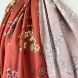 Dusky Pink Floral Print Dress Fabric Italian Challis Diascia Hang
