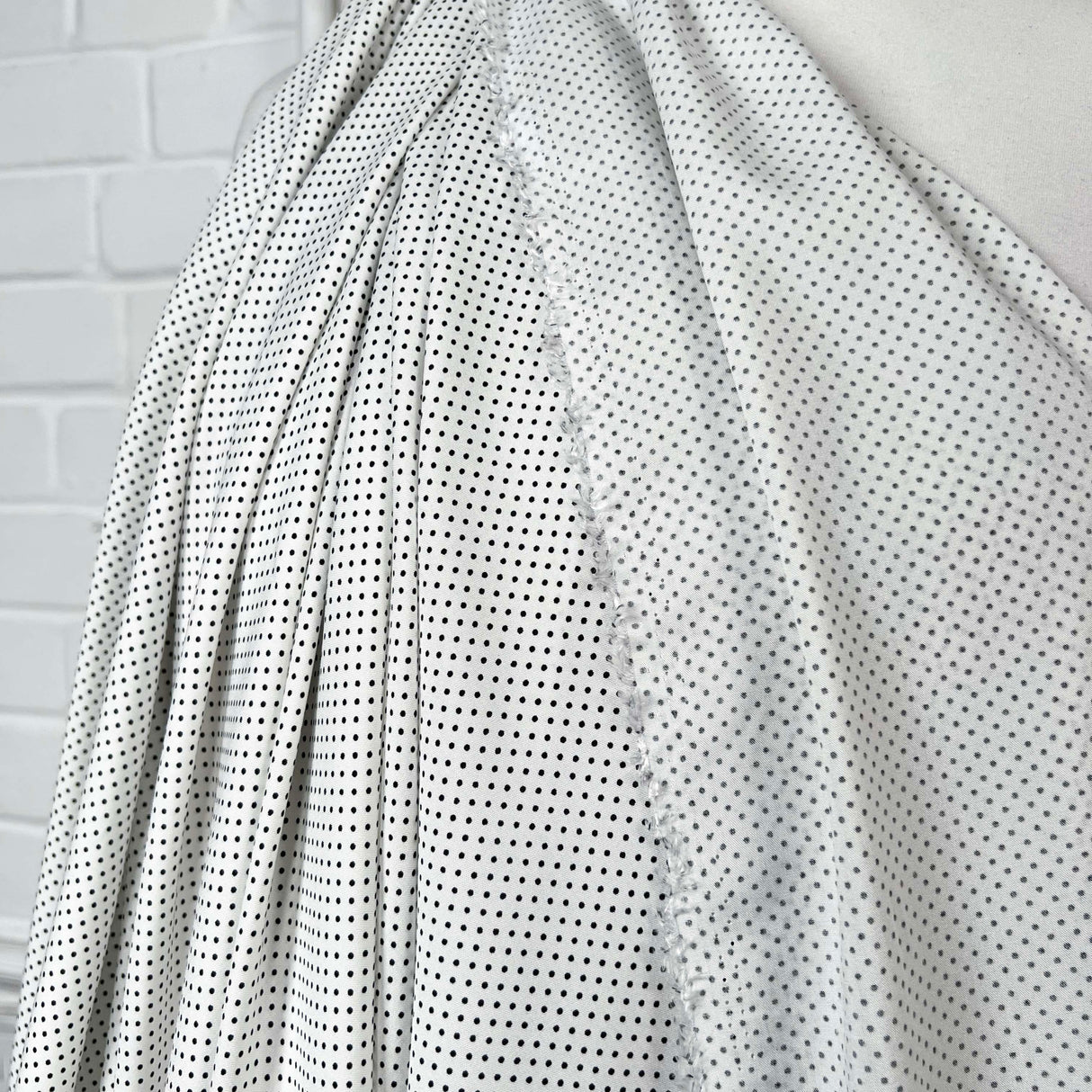 Black and White Spotted Viscose Fabric Italian Challis - Dottie 