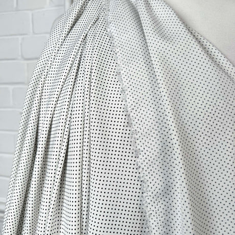 Black and White Spotted Viscose Fabric Italian Challis - Dottie 