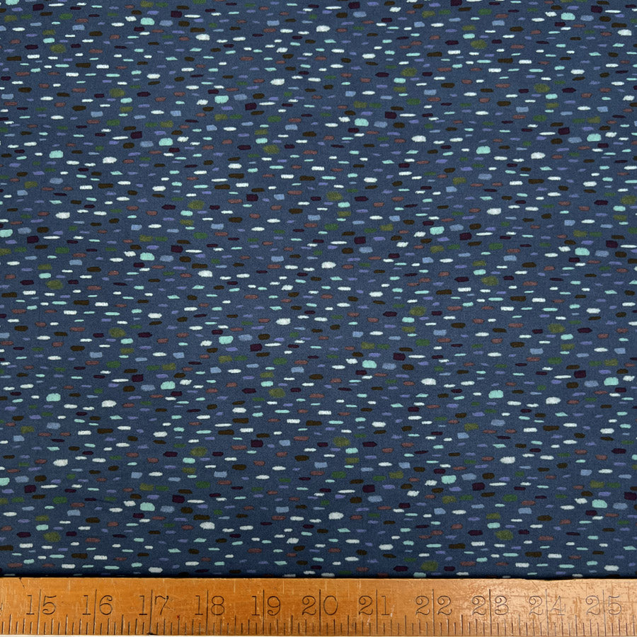 Italian Cotton Abstract Rain Blue Ex Designer Woven Dress Fabric Ruler