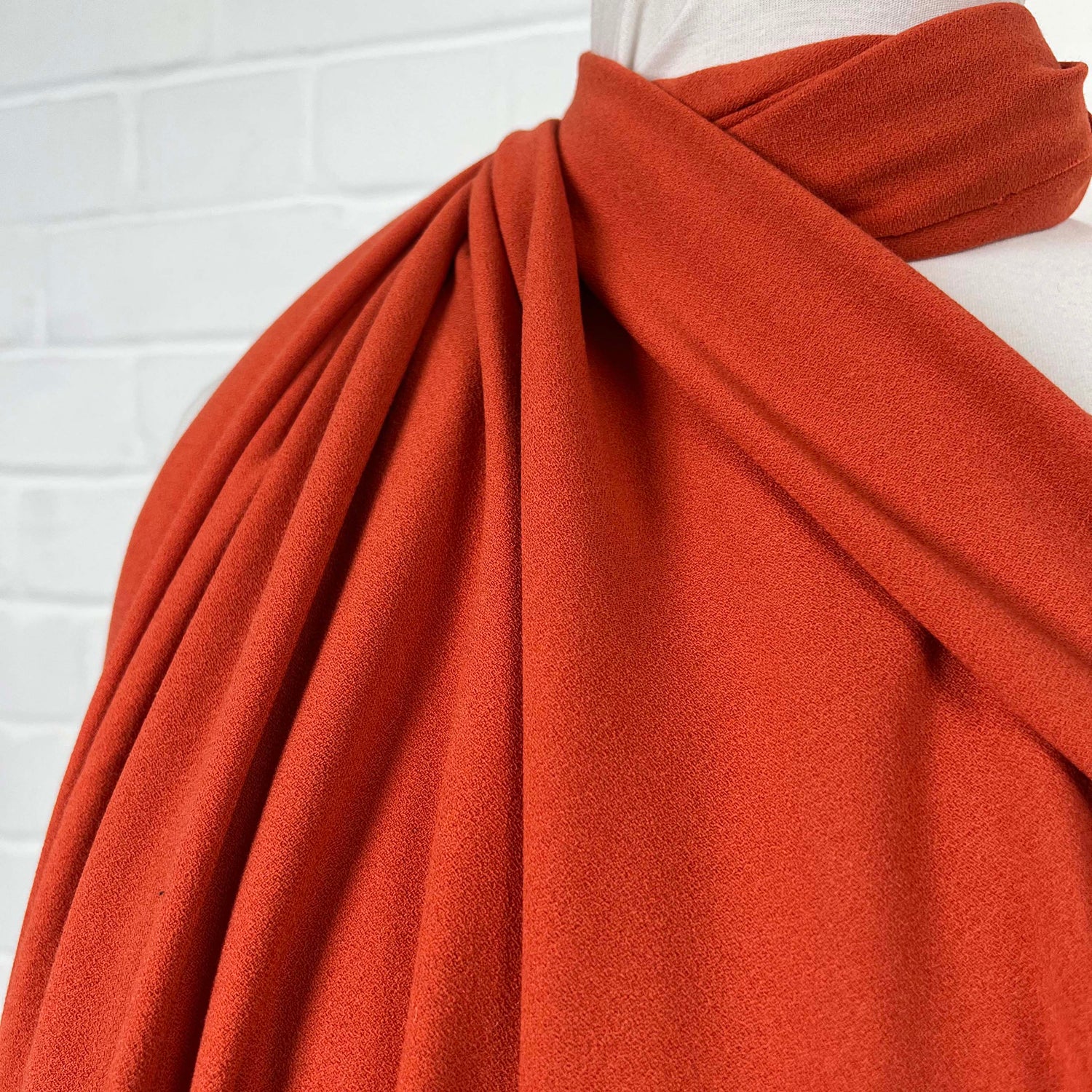 Soft Textured Stretch Dressmaking Fabric | Italian Crepe - Rust Side