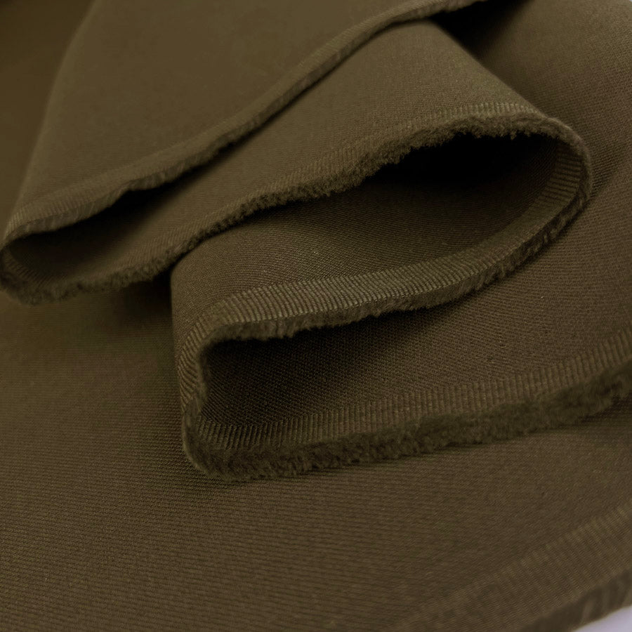 Italian Ex-Designer Cotton Twill Fabric Leoni Dark Khaki Fold