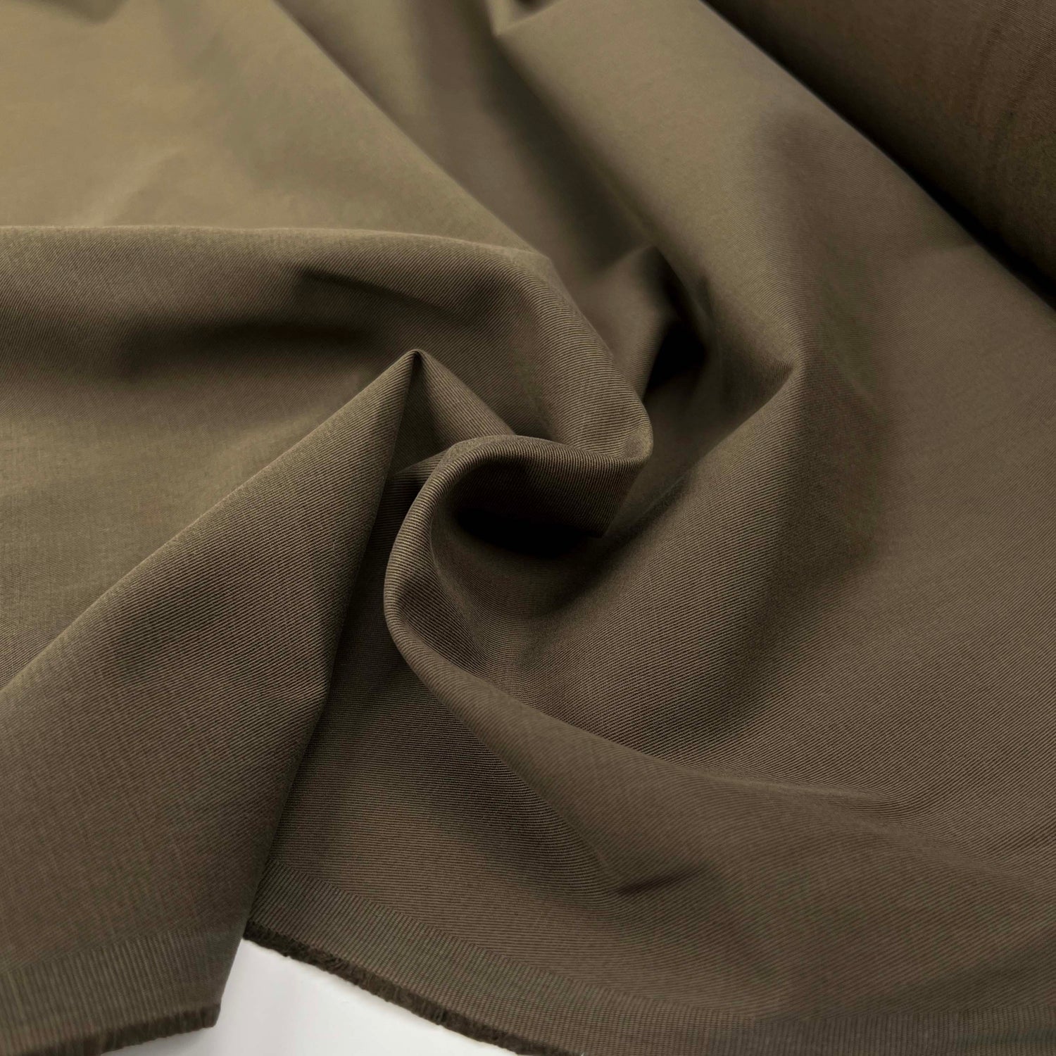 Ex-Designer Cotton Trousering Fabric Italian Gabardine Dark Khaki CU