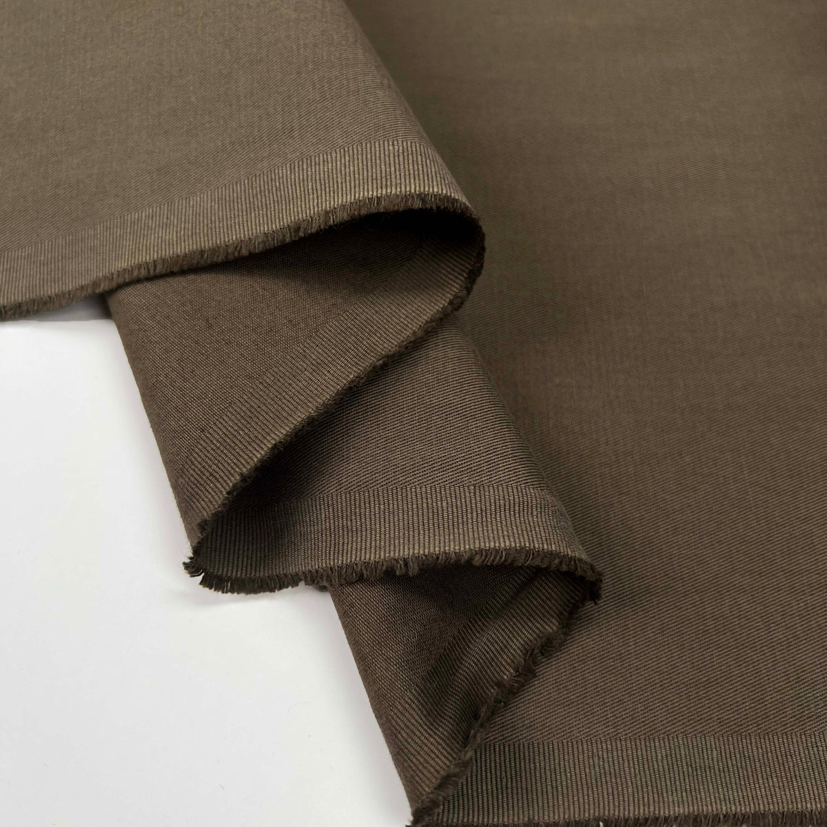 Ex-Designer Cotton Trousering Fabric Italian Gabardine Dark Khaki Fold