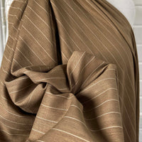 Italian Linen Mix - Brown Stripe