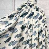 Ex-Designer Fish Print Cotton Dress Fabric Italian Voile Pisces Ivory 