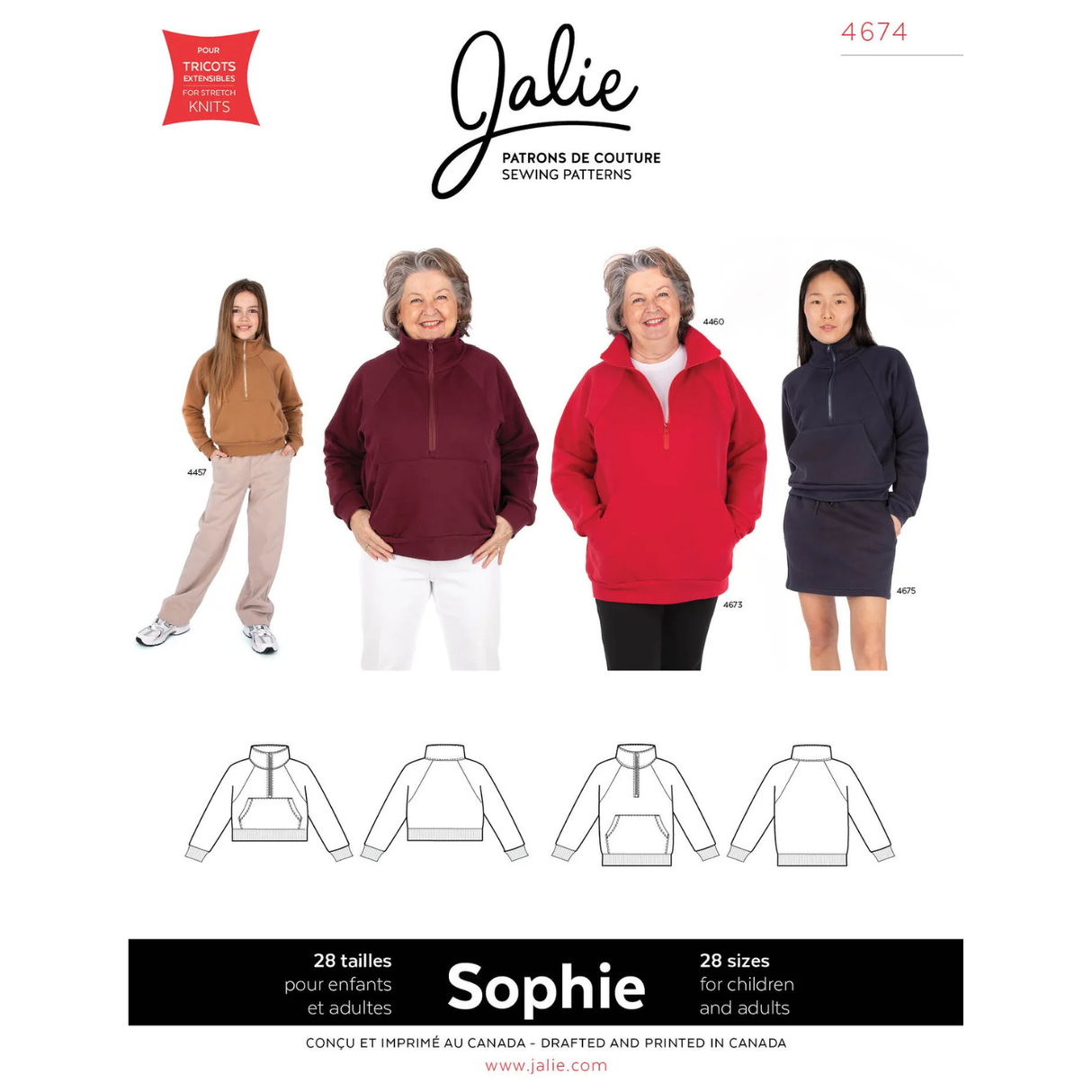 Jalie - Sophie Half-Zip Sweatshirt Sewing Pattern