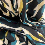 John Kaldor Polyester Knitted Fabric Black & Teal JK - Summer Rain CU