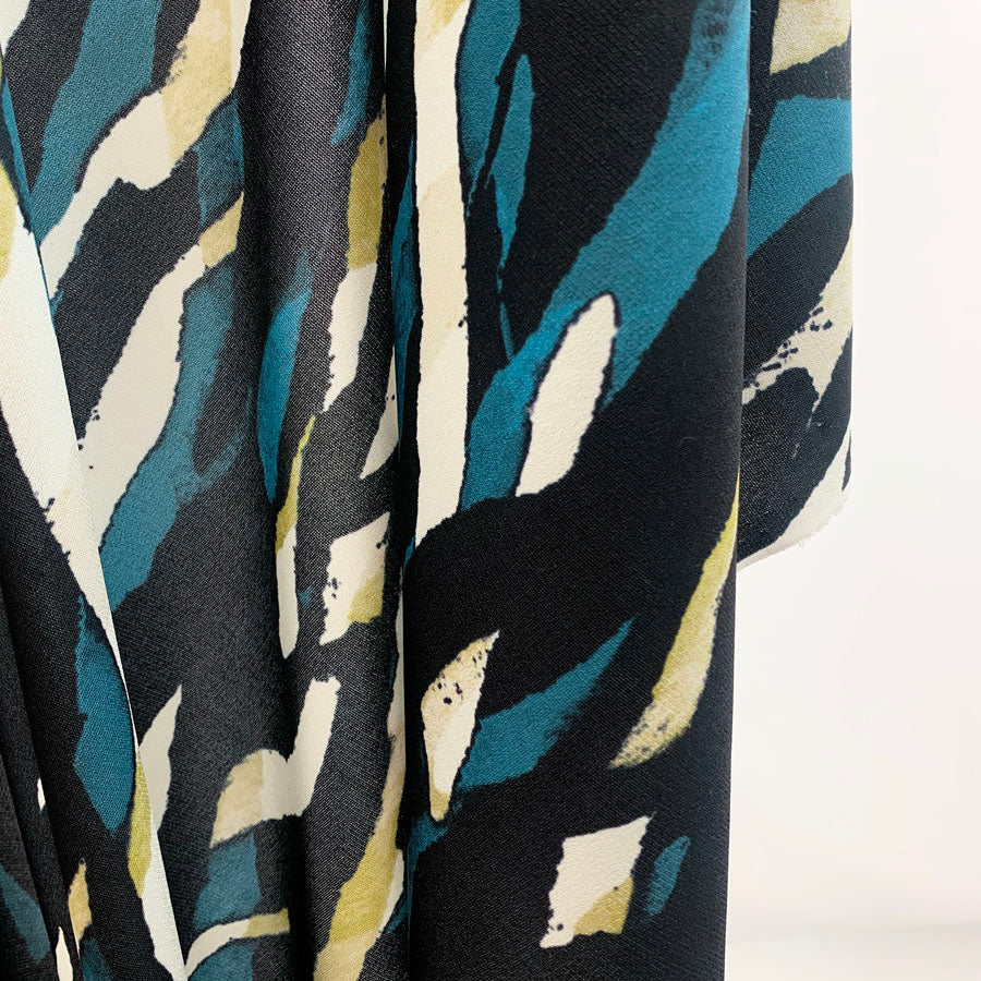 John Kaldor Polyester Knitted Fabric Black & Teal JK - Summer Rain Hang