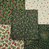 John Louden Cotton Fabric JL Christmas Fat Quarter Green Festive Florals Full