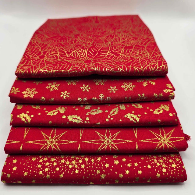 John Louden Christmas Fat Quarter Red Lantern Bundle