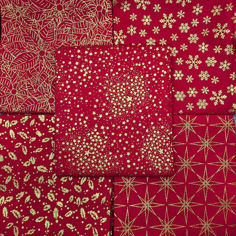 John Louden Christmas Fat Quarter Red Lantern Bundle