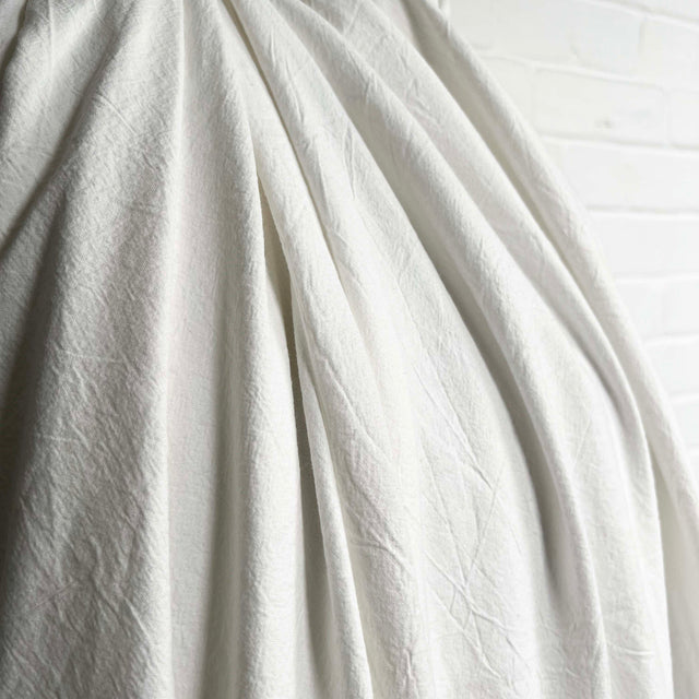 Plain Soft White Crinkle Cotton Shirting Fabric Just Washed CU