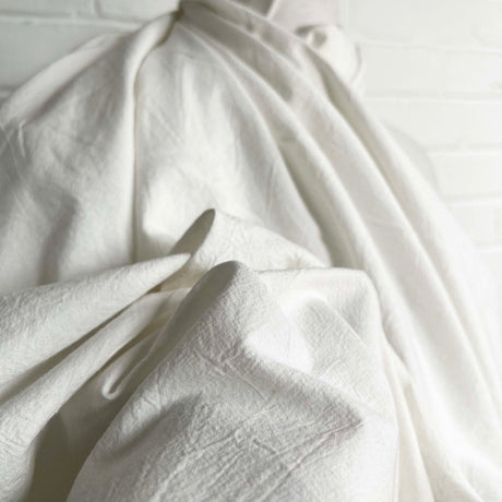 Plain Soft White Crinkle Cotton Shirting Fabric Just Washed CU2