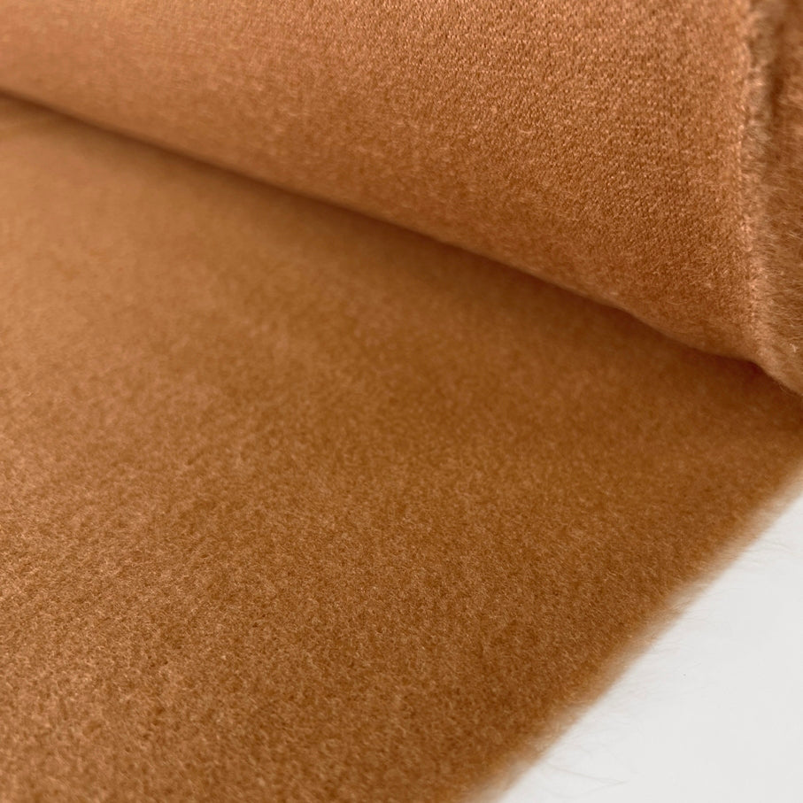 Knitted Mouflon Flannel Fleece Coating Fabric Tan Roll