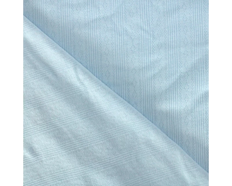 Petit Pointelle Baby Blue Knitted Openwork Cotton Fabric fabric, folded