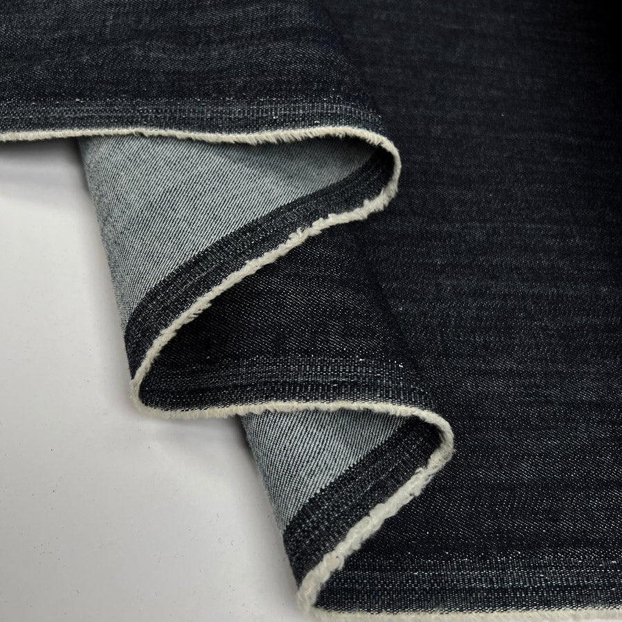 L.S.D Denim Italia Cotton Elastane Italian Indigo Blue Lightweight Trouser Fabric Fold