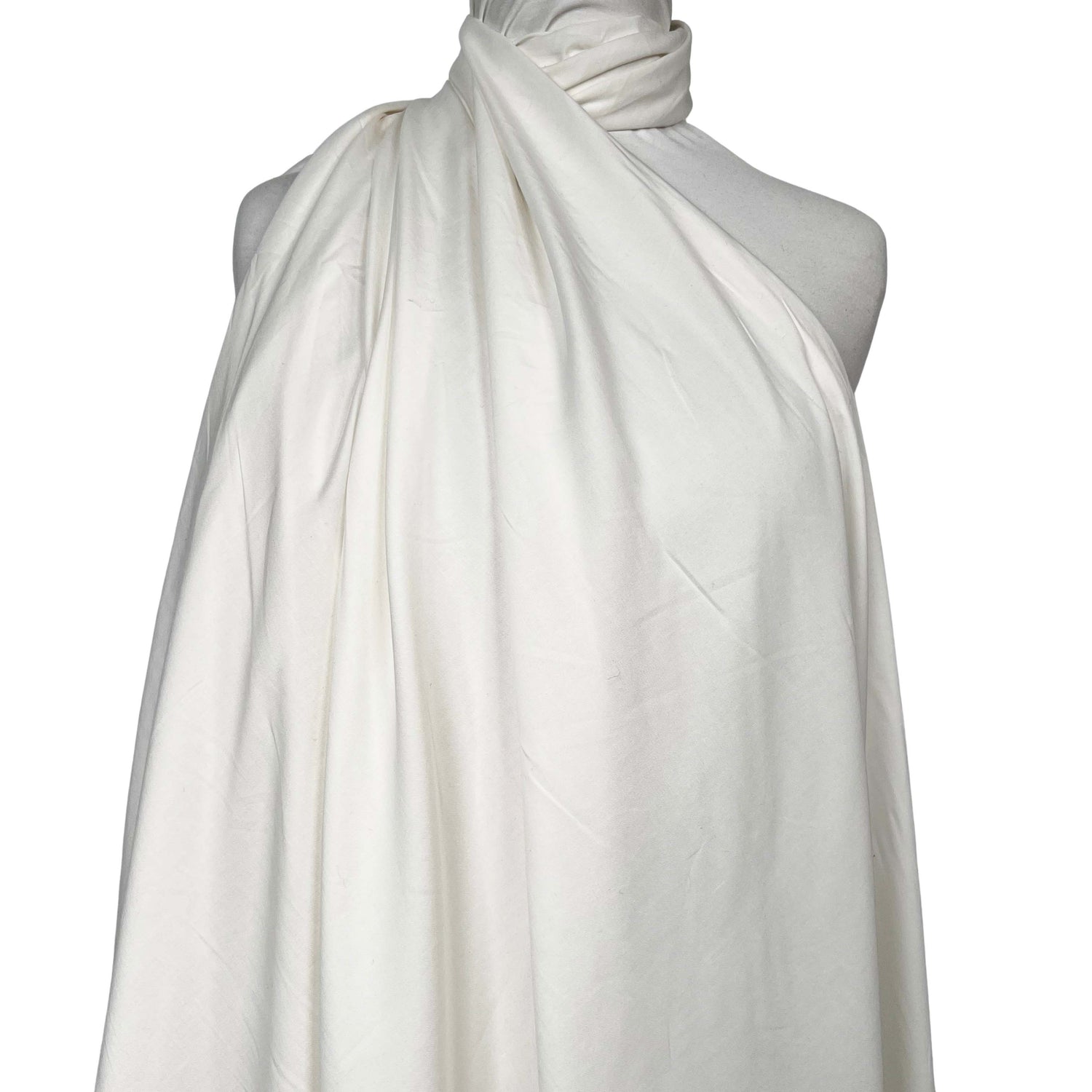 La Dolce Viscose Plain Woven Cream Ex Designer Deadstock Shirting Fabric Mannequin