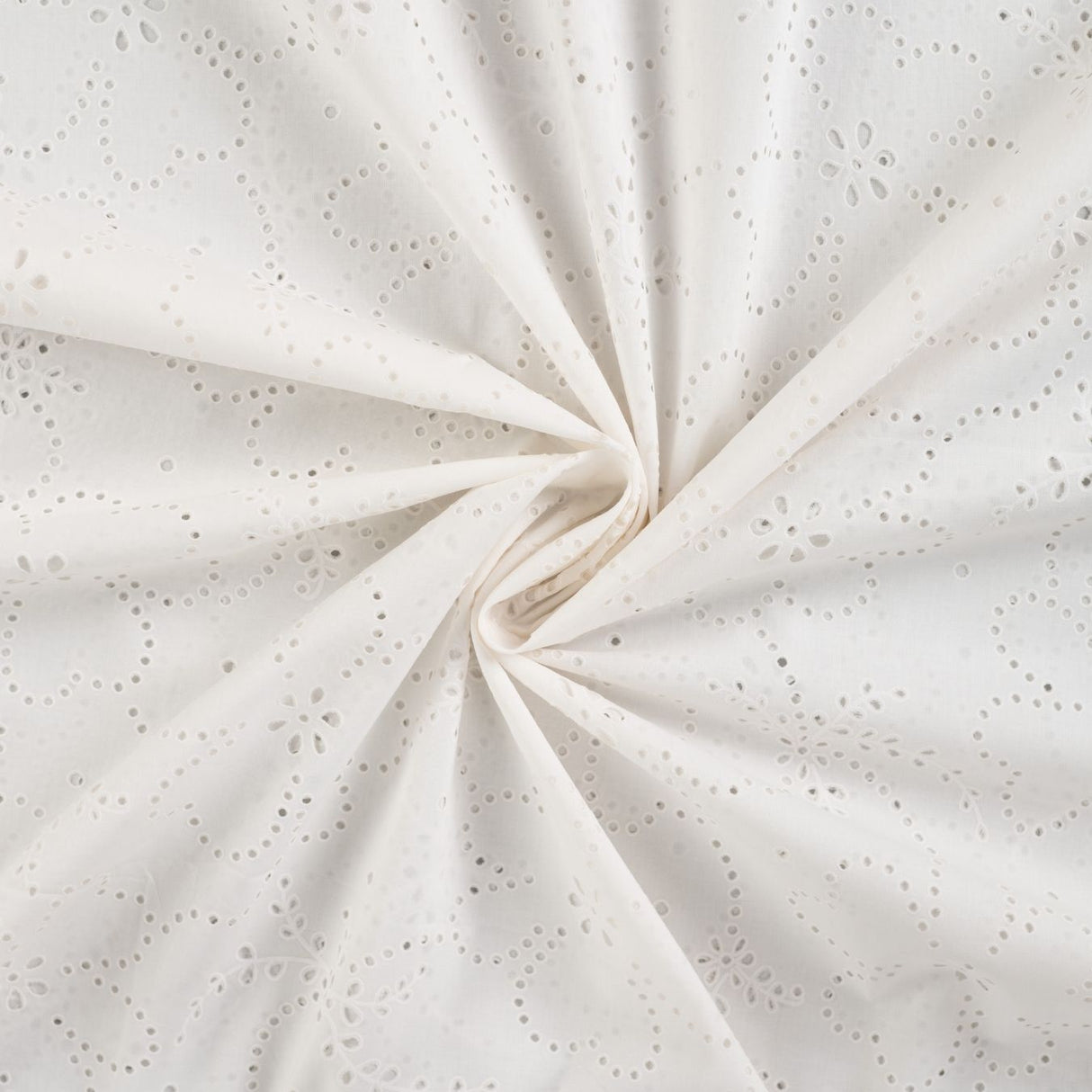 Lacey Days Ecru Cotton Voile Puff Print 60gsm Dress Fabric Swirl