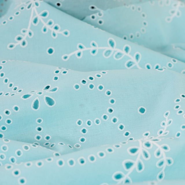 Lacey Days Light Blue Cotton Voile Puff Print 60gsm Dress Fabric CU