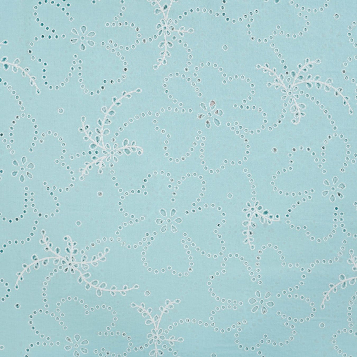 Lacey Days Light Blue Cotton Voile Puff Print 60gsm Dress Fabric Flat