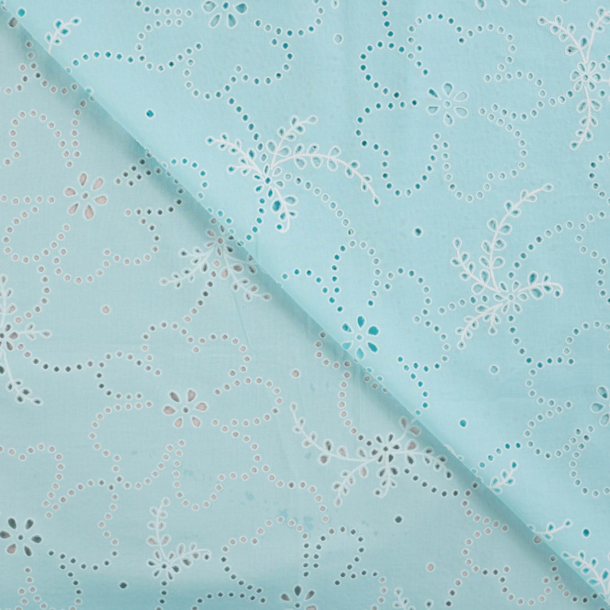 Lacey Days Light Blue Cotton Voile Puff Print 60gsm Dress Fabric Fold