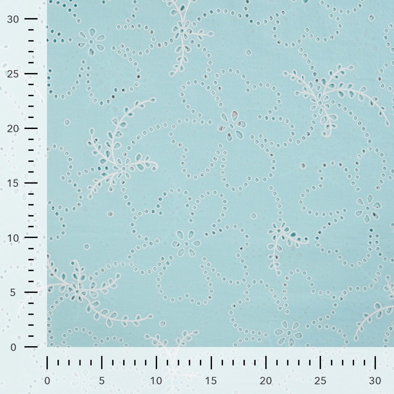Lacey Days Light Blue Cotton Voile Puff Print 60gsm Dress Fabric Ruler