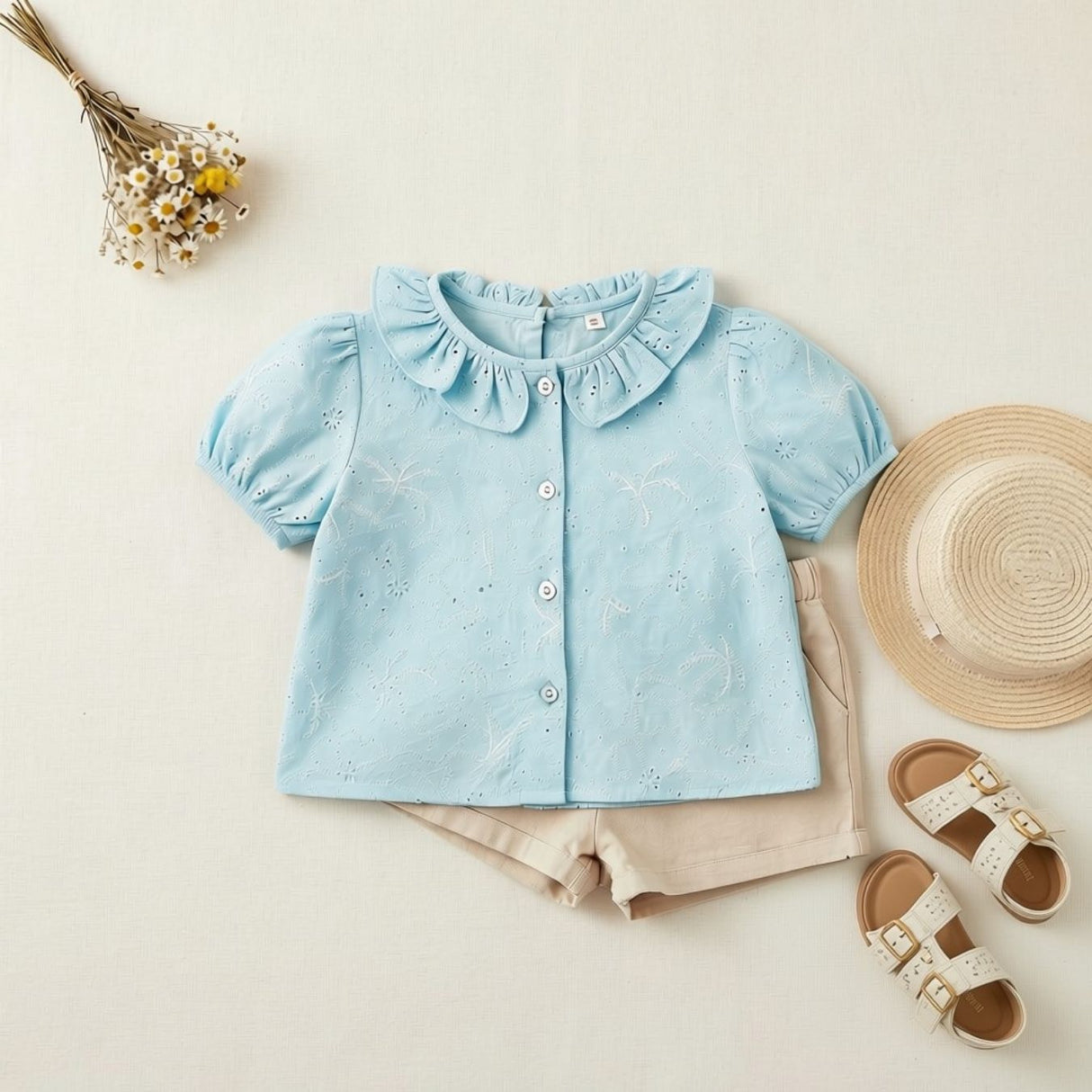 Lacey Days Light Blue Cotton Voile Puff Print 60gsm Dress Fabric Top