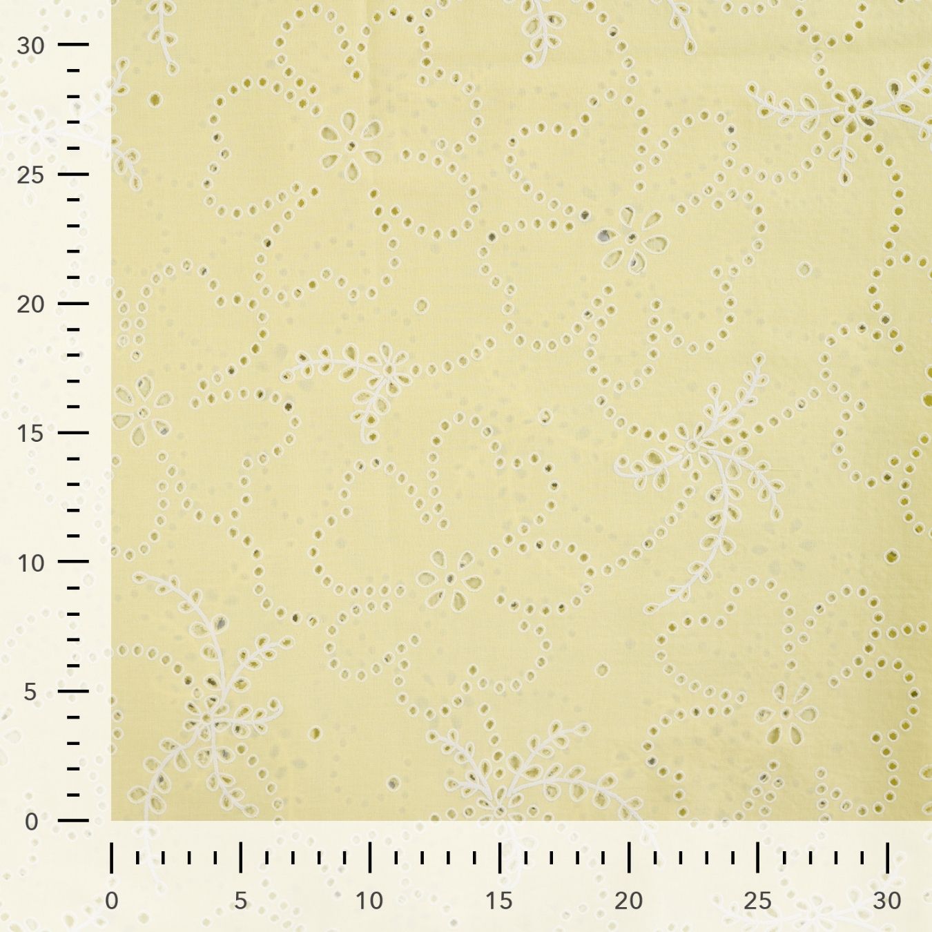 Lacey Days Yellow Cotton Voile Puff Print 60gsm Dress Fabric Ruler