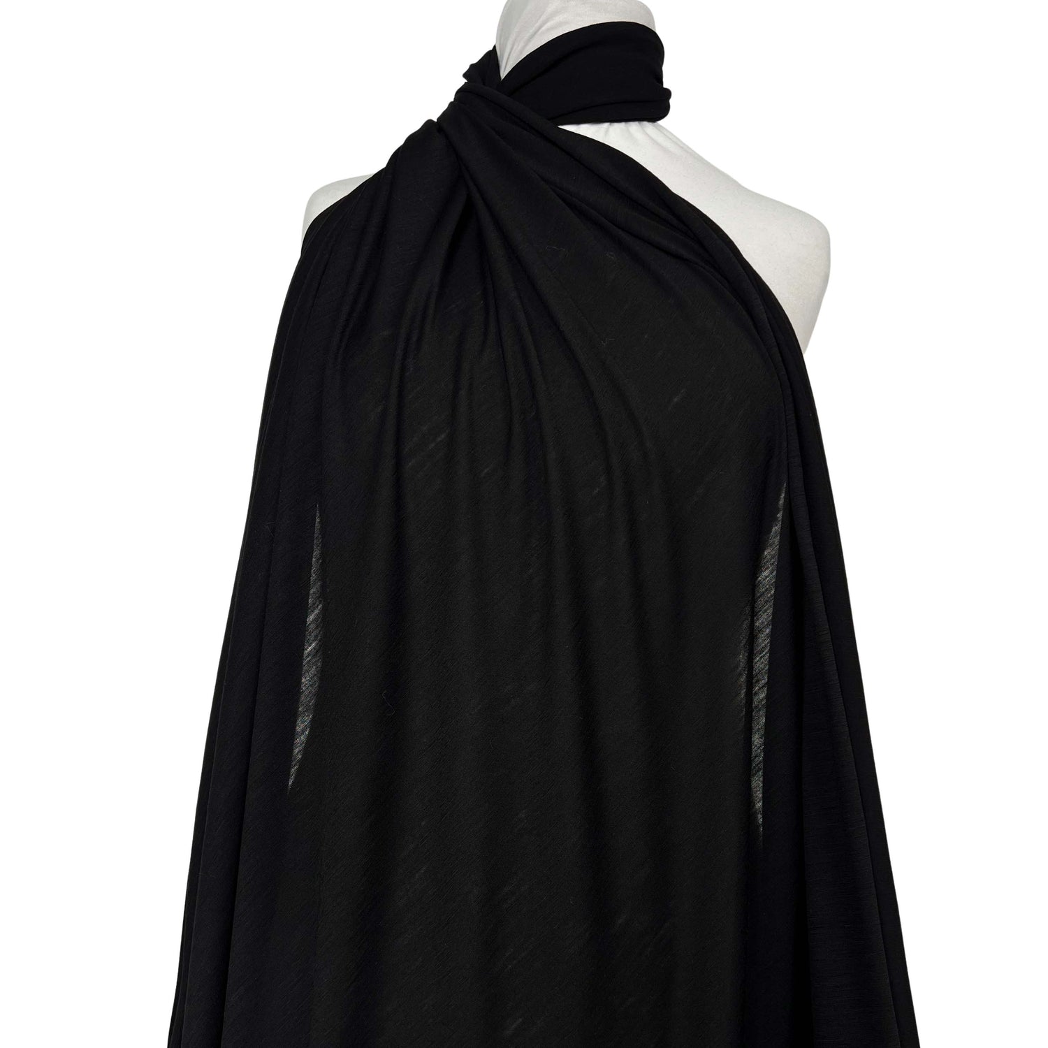 Lana Suprema Virgin Wool Black Stretch Sheer Knit Jersey Fabric Mannequin