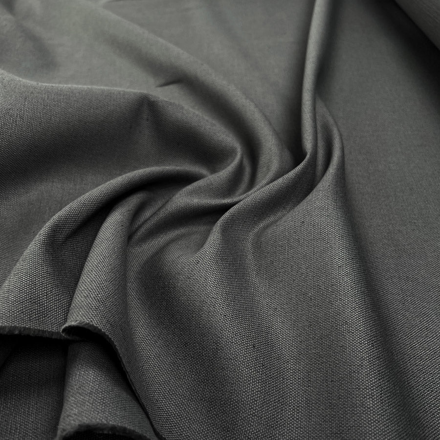Laura Ashley Austen Dark Steel Linen Cotton Canvas Plain Furnishing Fabric CU