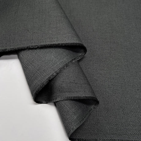 Laura Ashley Austen Dark Steel Linen Cotton Canvas Plain Furnishing Fabric Fold