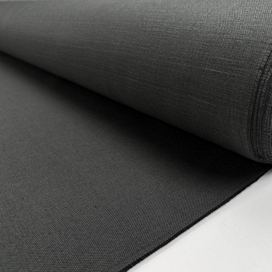Laura Ashley Austen Dark Steel Linen Cotton Canvas Plain Furnishing Fabric Roll