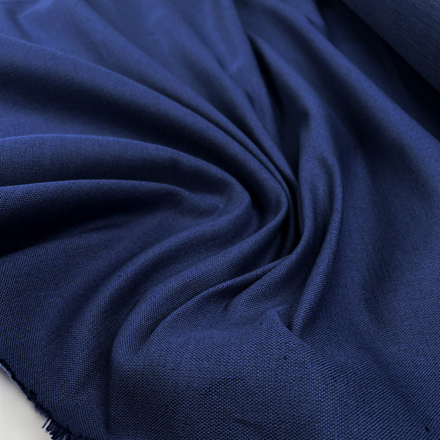 Laura Ashley Austen Midnight Linen Cotton Canvas Plain Navy Furnishing Fabric CU