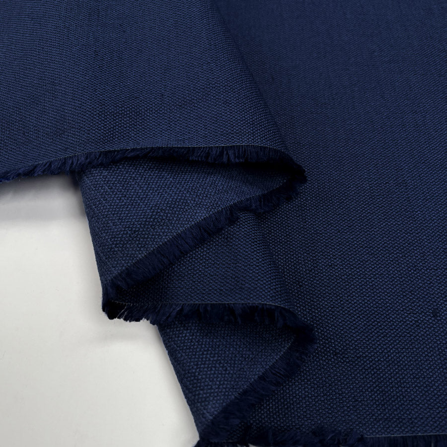 Laura Ashley Austen Midnight Linen Cotton Canvas Plain Navy Furnishing Fabric Fold