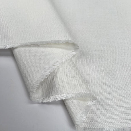 Laura Ashley Austen Off White Linen Cotton Canvas Plain Furnishing Fabric Fold