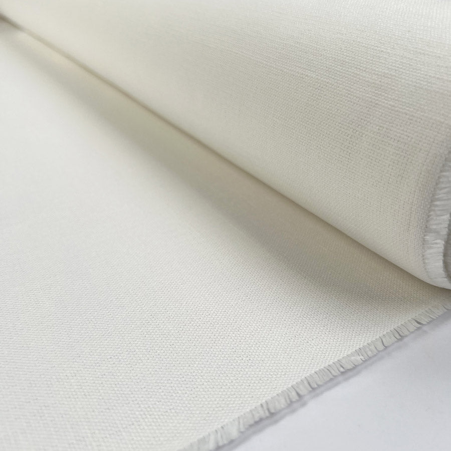 Laura Ashley Austen Off White Linen Cotton Canvas Plain Furnishing Fabric Roll