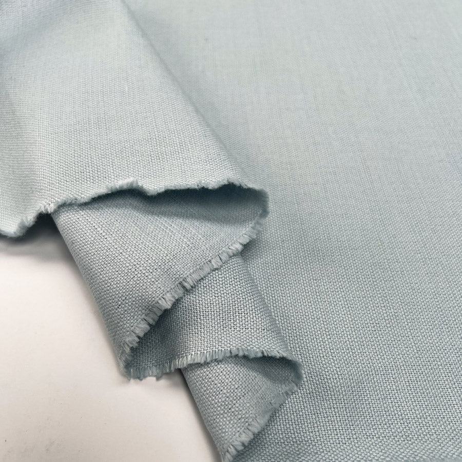Laura Ashley Austen Pale Seaspray Blue Linen Cotton Canvas Plain Furnishing Fabric Fold