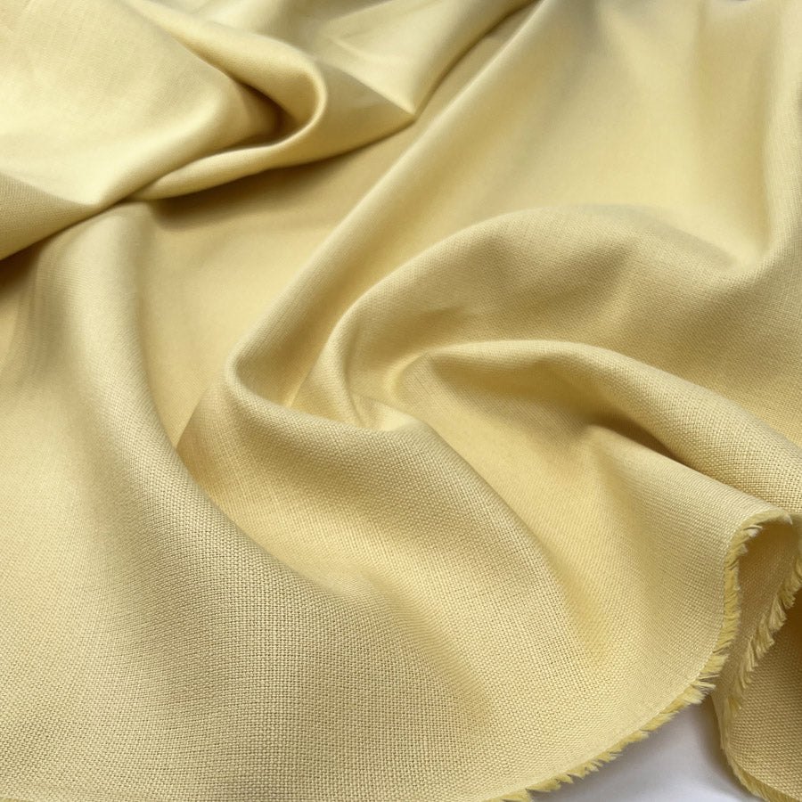 Laura Ashley Austen Sunshine Yellow Linen Cotton Canvas Plain Furnishing Fabric CU