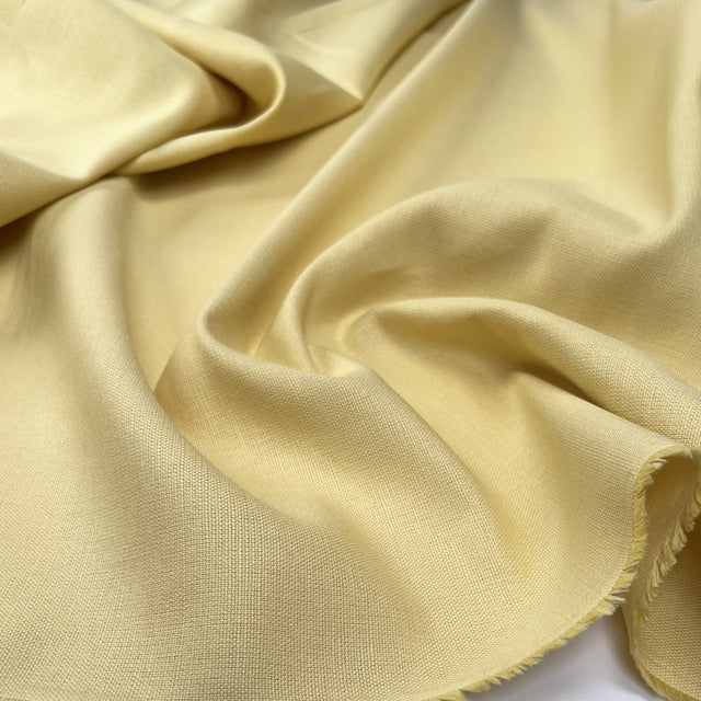 Laura Ashley Austen Sunshine Yellow Linen Cotton Canvas Plain Furnishing Fabric CU