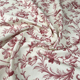 Laura Ashley Iron Work Scroll Cranberry Pink White Linen Cotton Canvas Printed Furnishing Fabric CU