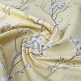 Laura Ashley Willow Neutral Yellow Grey White Linen Cotton Canvas Printed Furnishing Fabric CU
