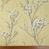 Laura Ashley Willow Neutral Yellow Grey White Linen Cotton Canvas Printed Furnishing Fabric Ruler