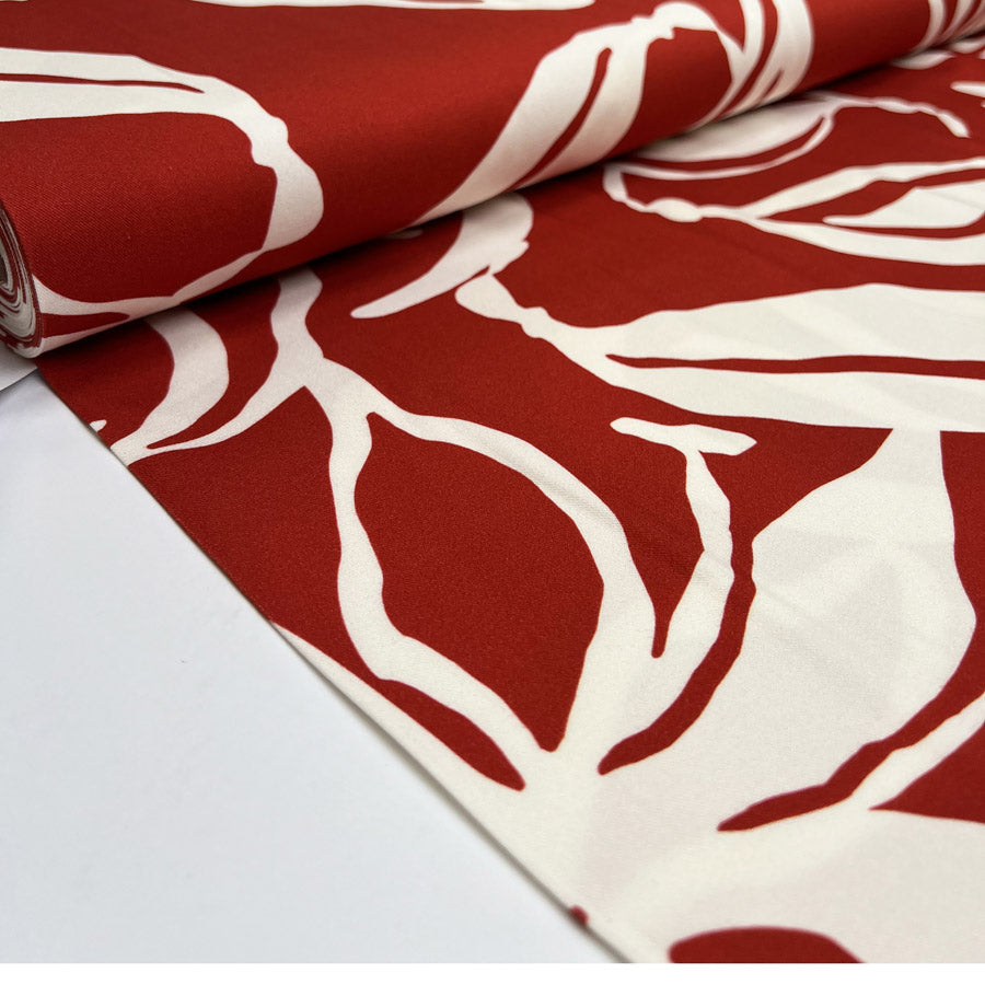 Light Lush Arbor Red Cream Abstract Floral Viscose Twill Oeko Tex Dress Fabric Bolt