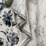 Cream Charcoal Floral Digital Print Dress Fabric Lilly's Garden Hang