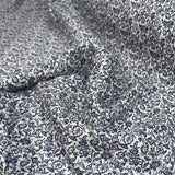 Linen Bouquet Sky White Blue Ex Designer Woven Floral Dress Fabric CU