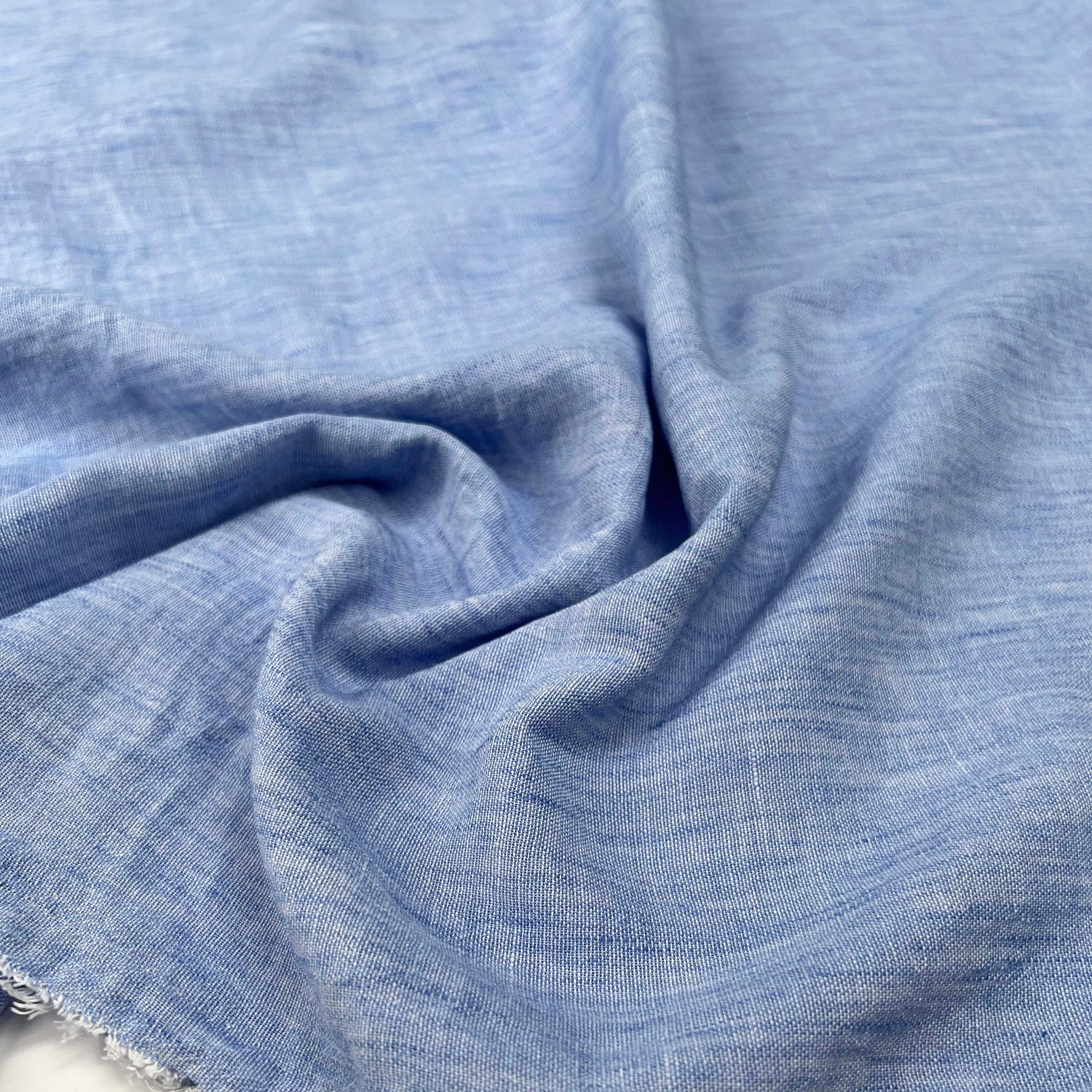Linen Effect Blue Polyester Plain Woven Shirting Fabric CU