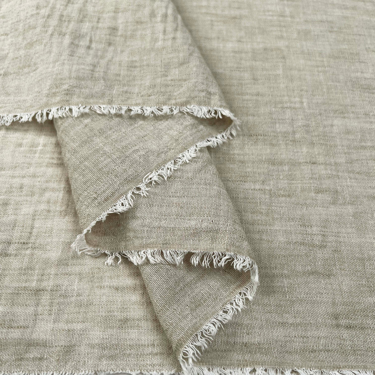 Linen Effect Light Beige Polyester Plain Woven Shirting Fabric Fold